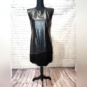 DKNY Faux Leather Dress, Black, Size 6